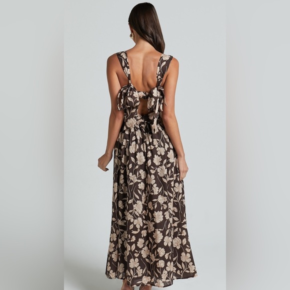 AMALIE THE LABEL Size 4 KAI DOUBLE TIE BACK MIDI DRESS IN SAHARA PRINT New!! - Picture 5 of 9